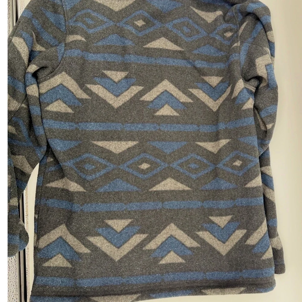The North Face Mens Aztec Geometric Fleece Quarter Zip Pullover Blue Grey Size M